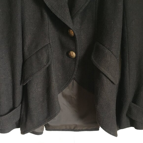 Vintage Designer Wool High-Low Victorian Crest Blazer Coat - Picture 7 of 11